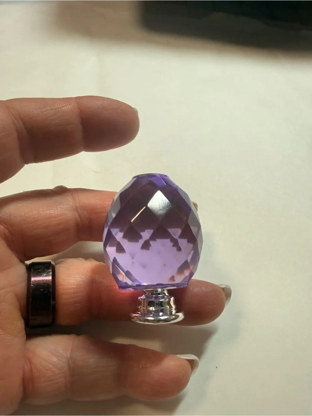Faceted Lavender Crystal-like Resin Cabinet Knob with Silver Base (pk of 3)